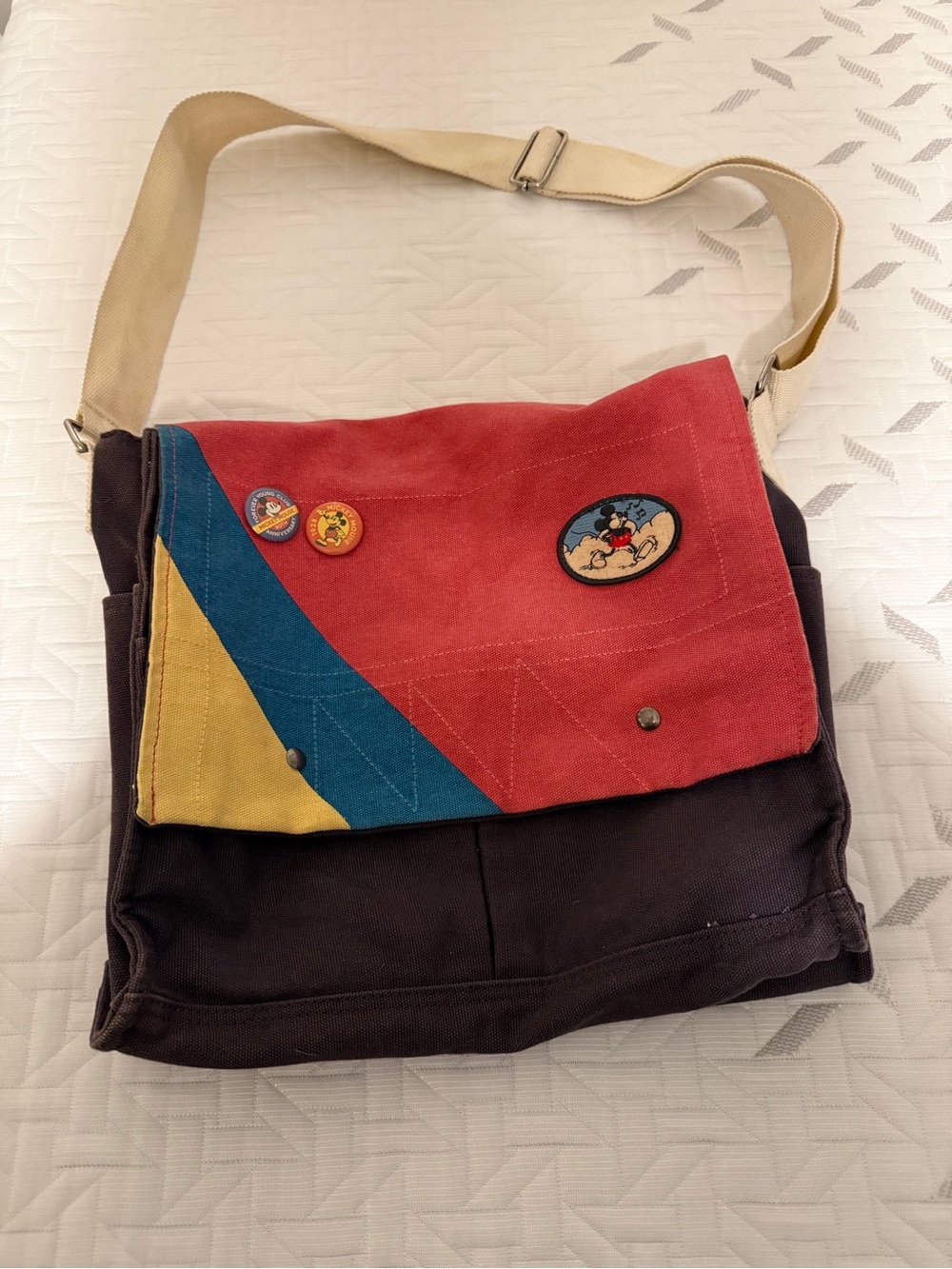 Disney x Junk Food Colorblock Canvas Mickey Messenger Bag